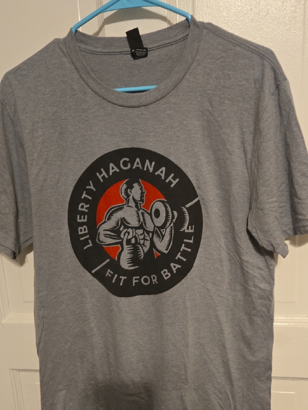 Liberty Haganah Fit For Battle Graphic Tee - Gray with Black & Red Emblem